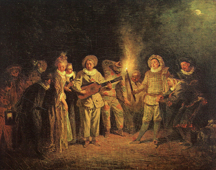 WikiOO.org - Енциклопедия за изящни изкуства - Живопис, Произведения на изкуството Jean Antoine Watteau - The Italian Comedy