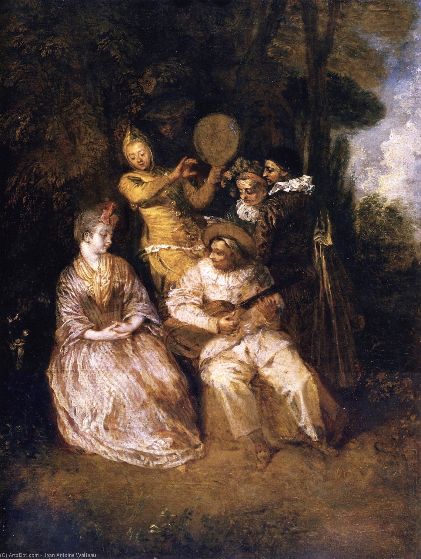 WikiOO.org - Enciclopédia das Belas Artes - Pintura, Arte por Jean Antoine Watteau - The Italian Serenade