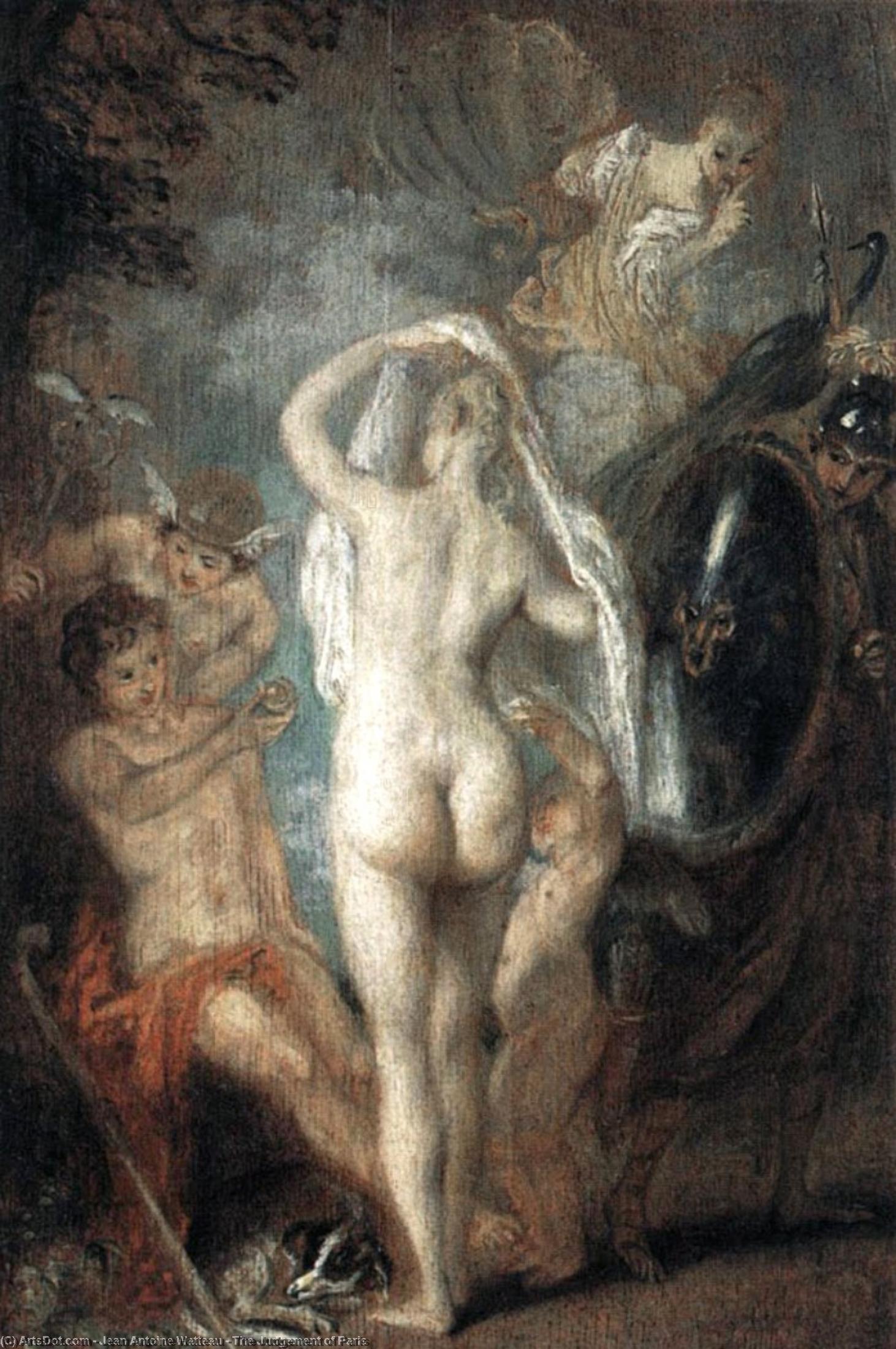 Wikioo.org – La Enciclopedia de las Bellas Artes - Pintura, Obras de arte de Jean Antoine Watteau - El Juicio de Paris