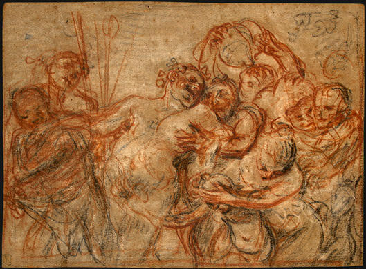 WikiOO.org - 백과 사전 - 회화, 삽화 Jean Antoine Watteau - The March of Silenus [recto]