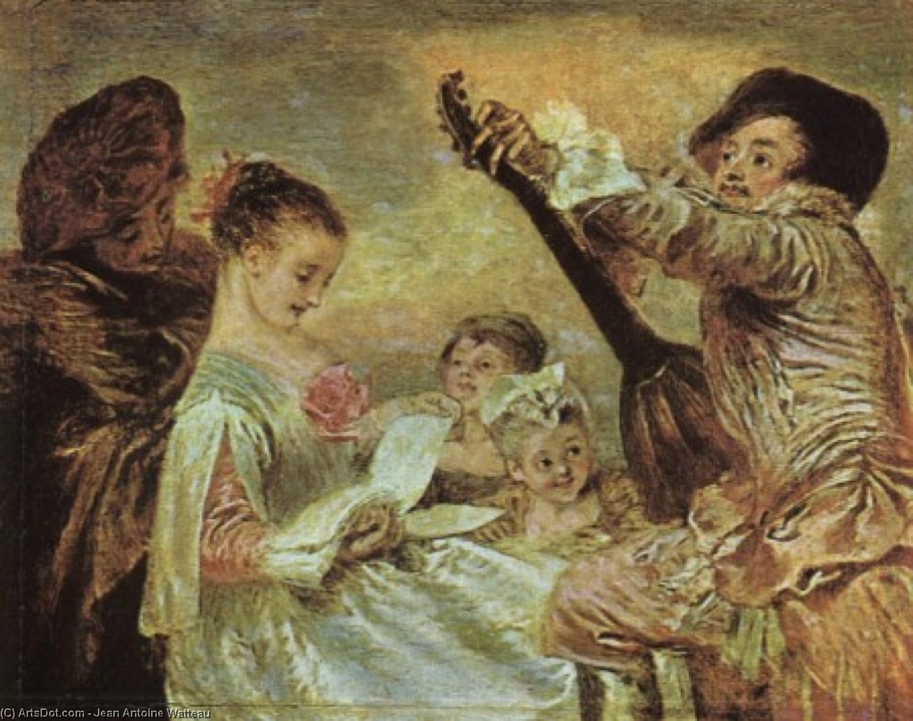 WikiOO.org - Güzel Sanatlar Ansiklopedisi - Resim, Resimler Jean Antoine Watteau - The Music Lesson