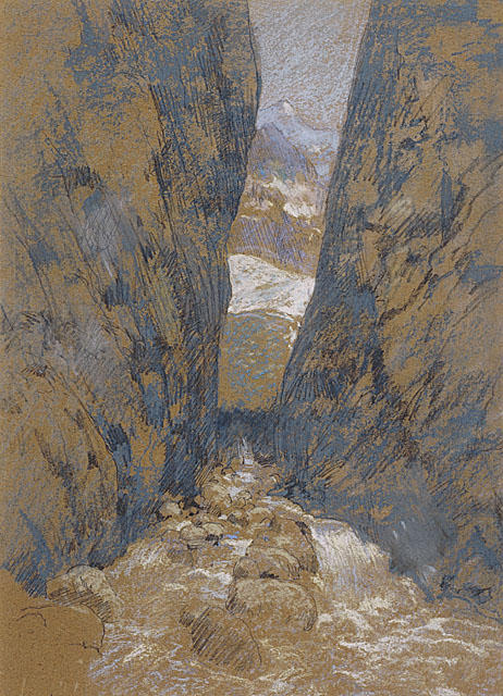 WikiOO.org - Енциклопедия за изящни изкуства - Живопис, Произведения на изкуството John Henry Twachtman - A mountain gourge