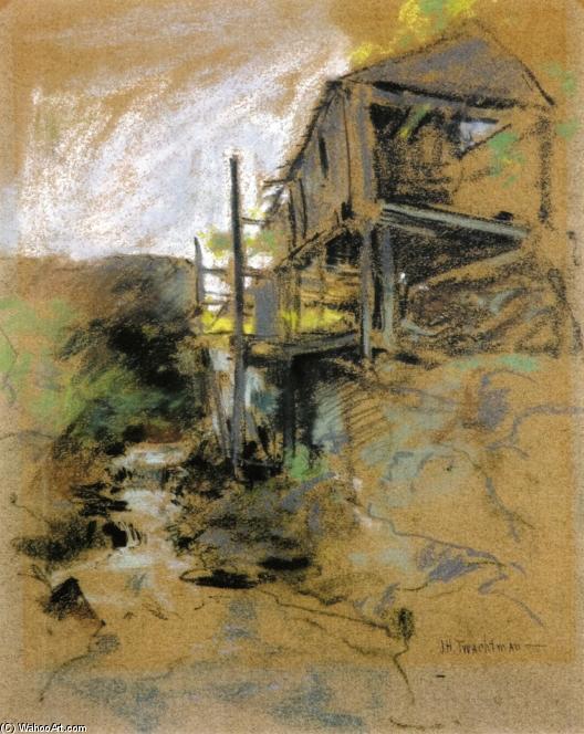 Wikioo.org - The Encyclopedia of Fine Arts - Painting, Artwork by John Henry Twachtman - Abandoned Mill, Branchville, Connecticut