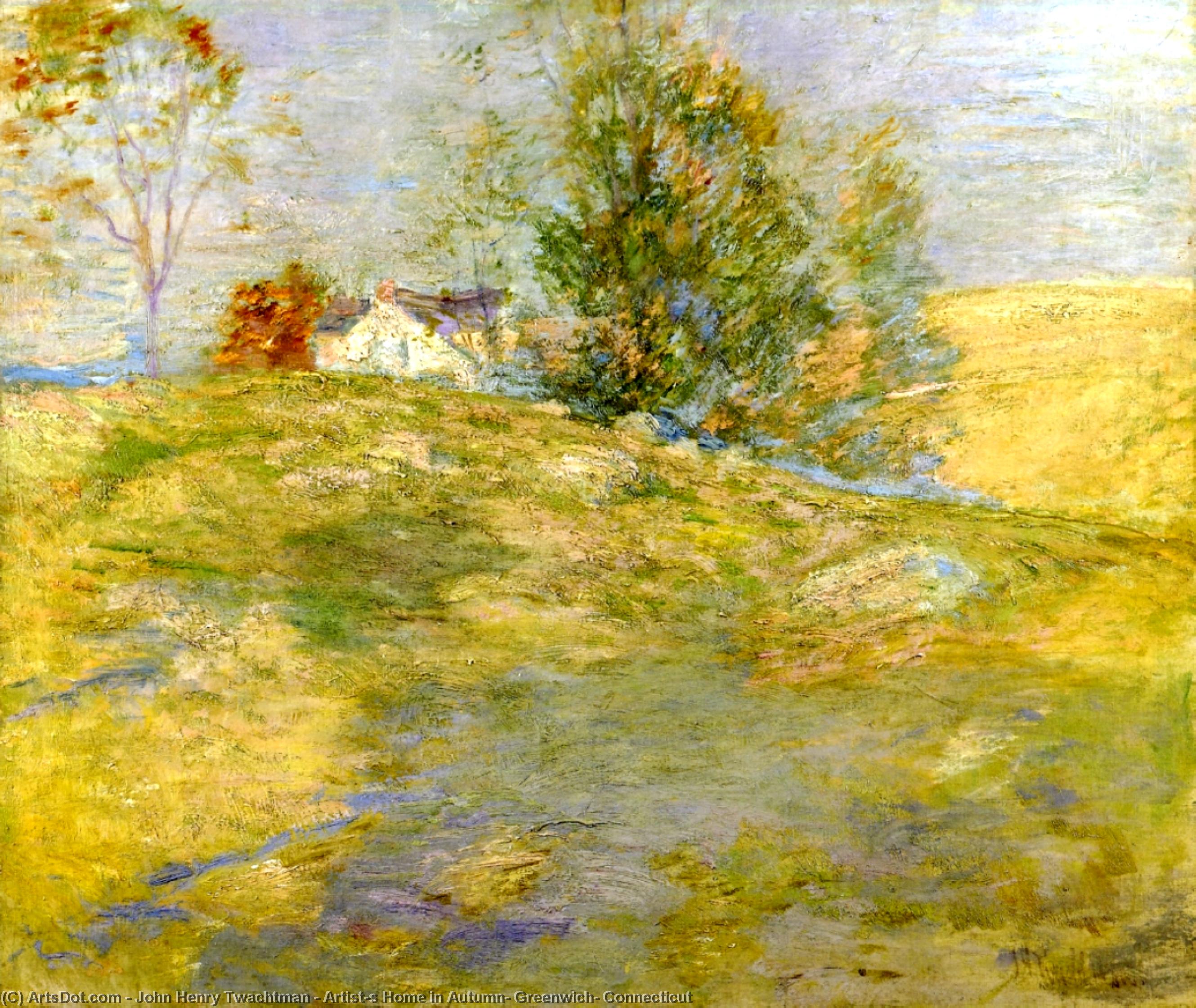 Wikioo.org - The Encyclopedia of Fine Arts - Painting, Artwork by John Henry Twachtman - Artist's Home in Autumn, Greenwich, Connecticut