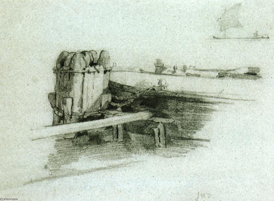 WikiOO.org - Güzel Sanatlar Ansiklopedisi - Resim, Resimler John Henry Twachtman - Boat at Bulkhead