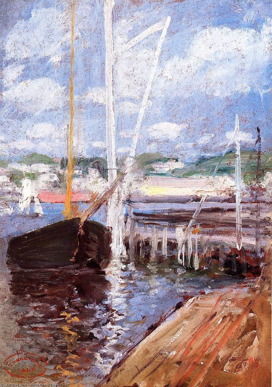 WikiOO.org - אנציקלופדיה לאמנויות יפות - ציור, יצירות אמנות John Henry Twachtman - Boat Landing