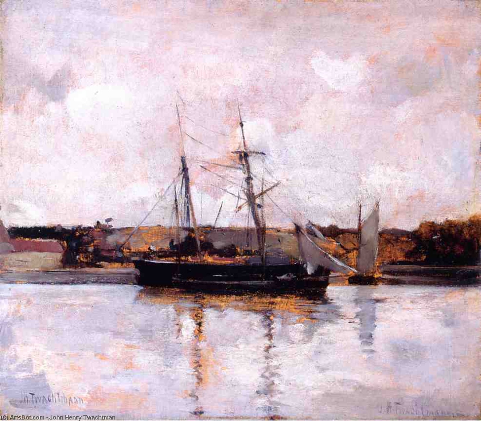 WikiOO.org - Encyclopedia of Fine Arts - Maalaus, taideteos John Henry Twachtman - Boats At Dieppe