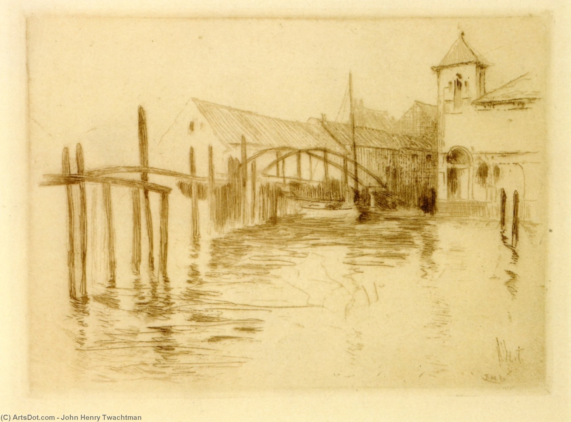 Wikioo.org - The Encyclopedia of Fine Arts - Painting, Artwork by John Henry Twachtman - Dock at Newport