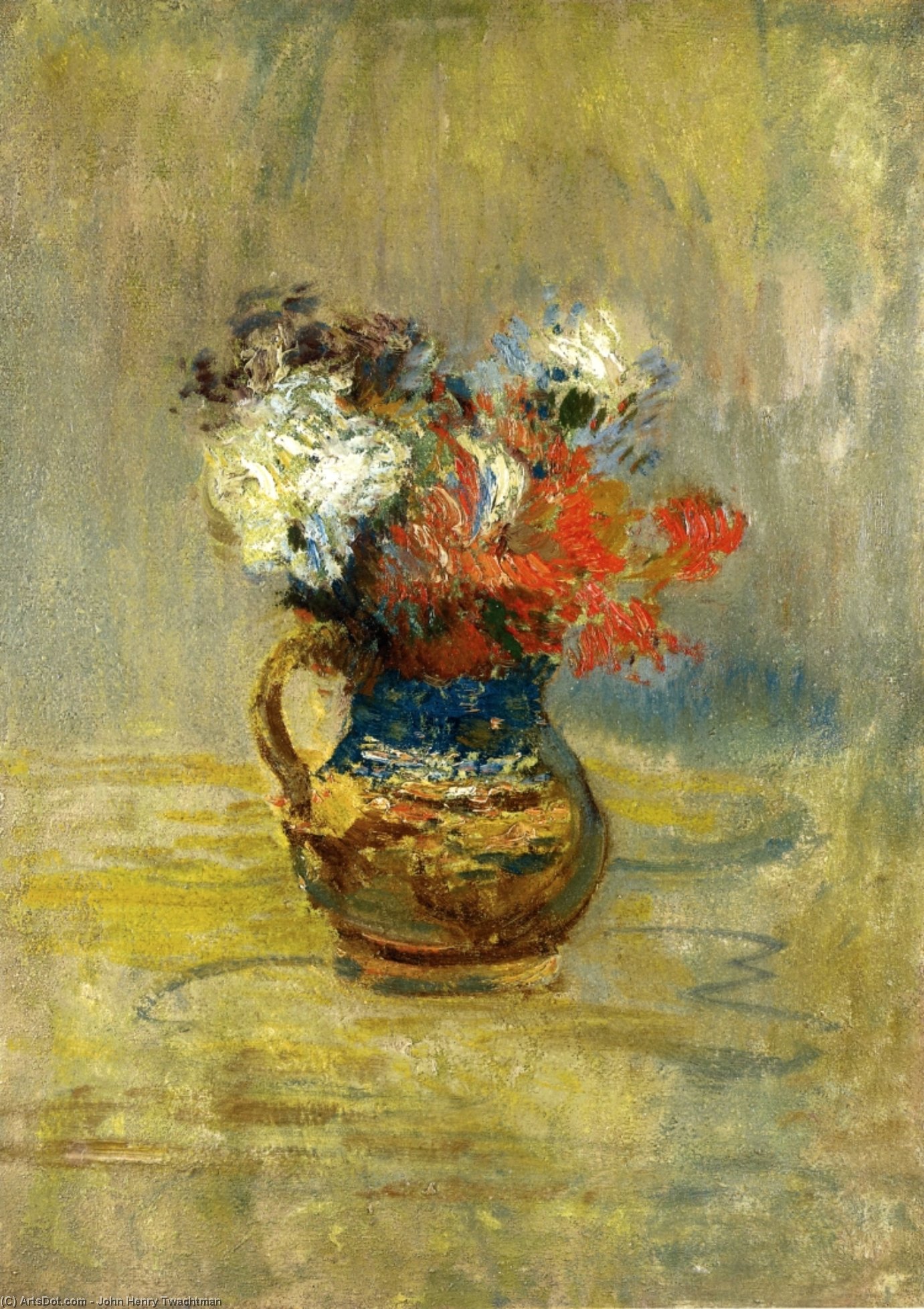 Wikioo.org - Bách khoa toàn thư về mỹ thuật - Vẽ tranh, Tác phẩm nghệ thuật John Henry Twachtman - Flower Still Life