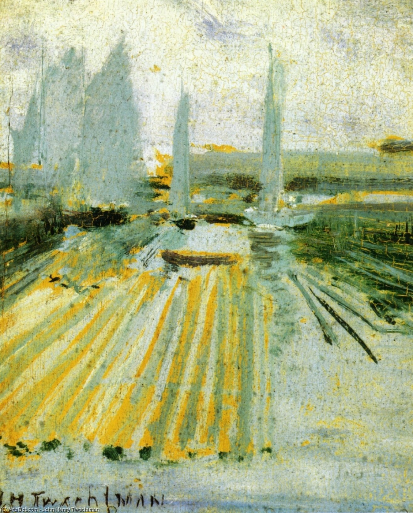 Wikioo.org - The Encyclopedia of Fine Arts - Painting, Artwork by John Henry Twachtman - Fog and Small Sailboats