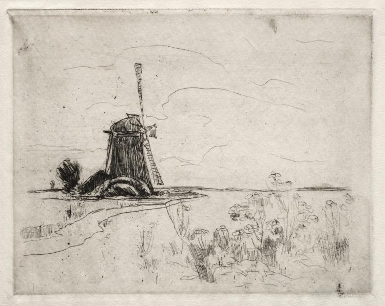 WikiOO.org - Encyclopedia of Fine Arts - Maalaus, taideteos John Henry Twachtman - Mill and Weeds, Holland