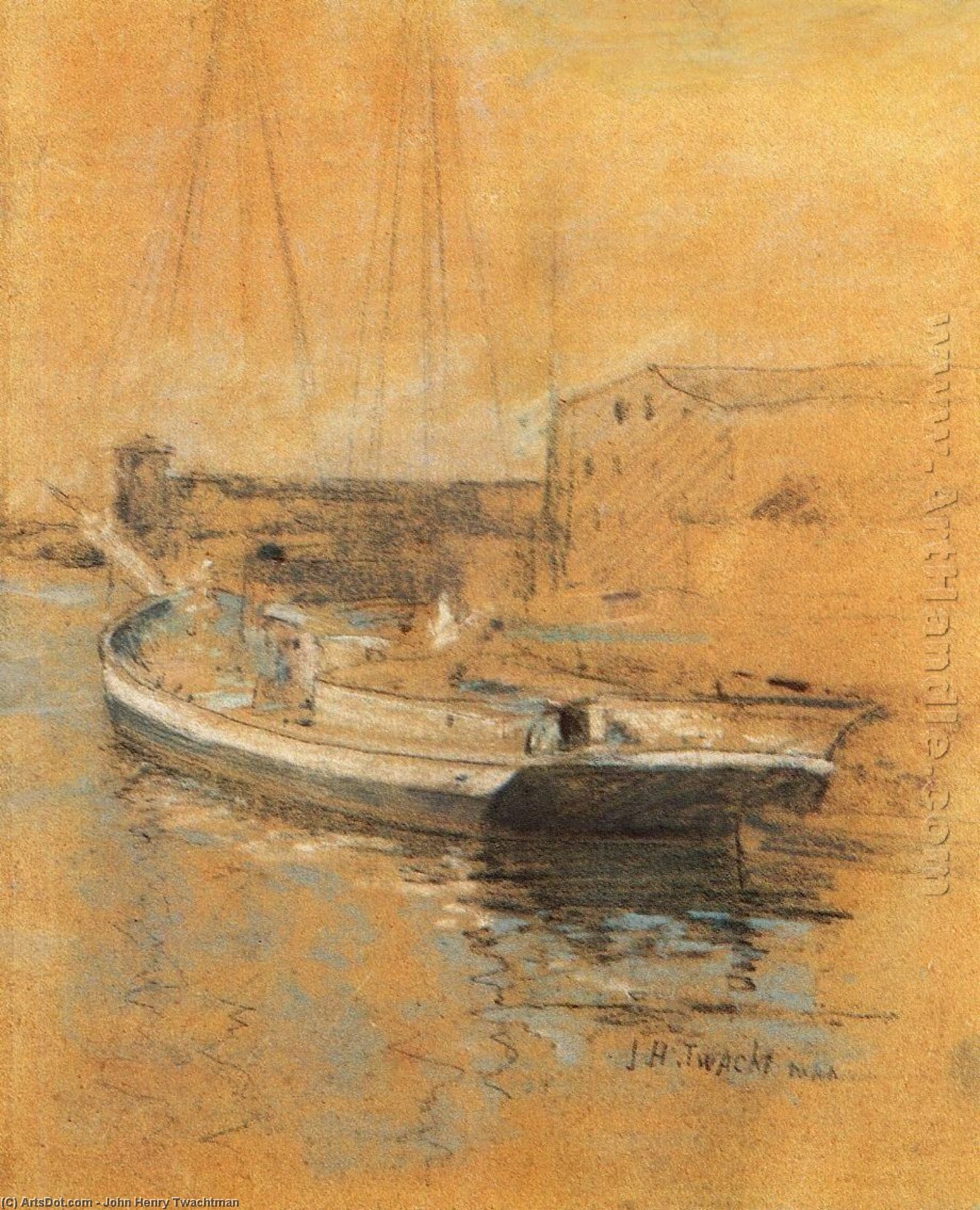 Wikioo.org - Bách khoa toàn thư về mỹ thuật - Vẽ tranh, Tác phẩm nghệ thuật John Henry Twachtman - Newport Harbor