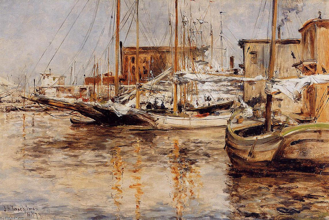 Wikioo.org - The Encyclopedia of Fine Arts - Painting, Artwork by John Henry Twachtman - Oyster Boats, North River