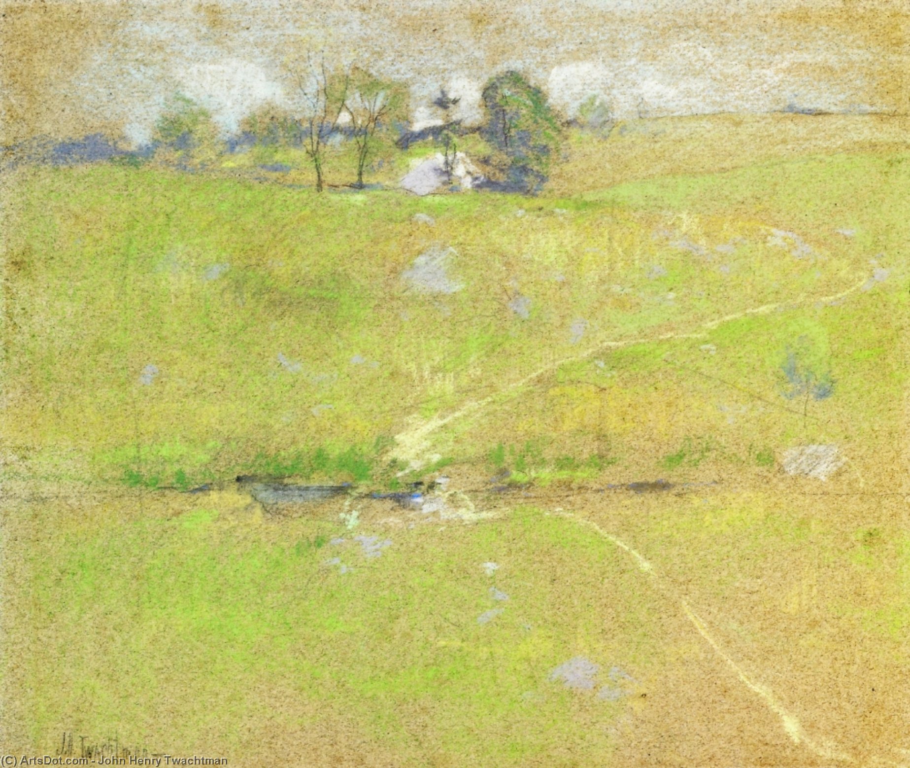 Wikioo.org - The Encyclopedia of Fine Arts - Painting, Artwork by John Henry Twachtman - Path in the Hills, Branchville, Connecticut