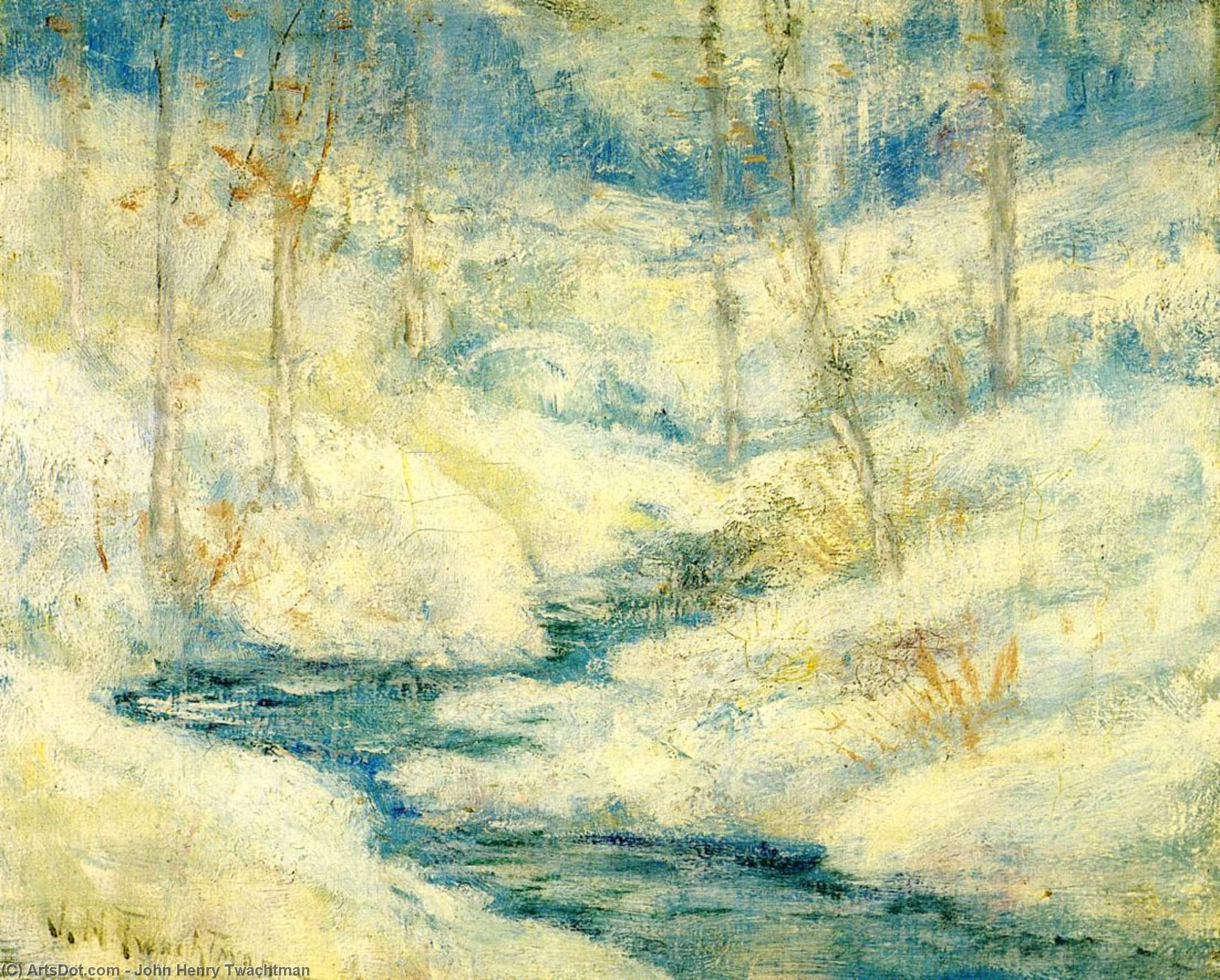 Wikioo.org - Bách khoa toàn thư về mỹ thuật - Vẽ tranh, Tác phẩm nghệ thuật John Henry Twachtman - Snow Scene 1