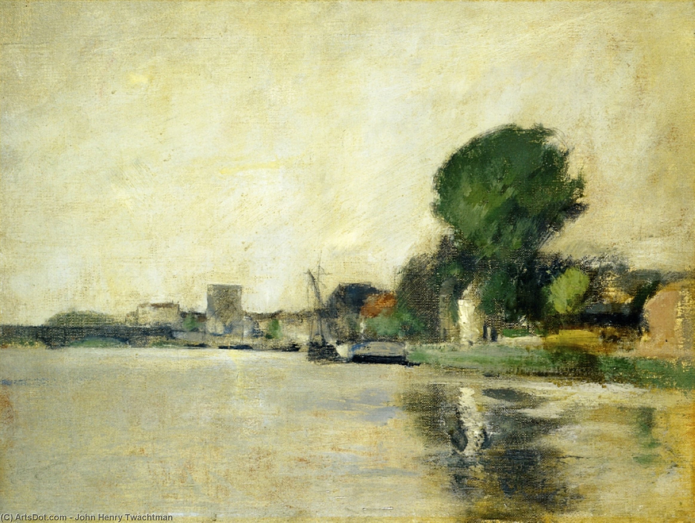 Wikioo.org – La Enciclopedia de las Bellas Artes - Pintura, Obras de arte de John Henry Twachtman - vista a lo largo a río