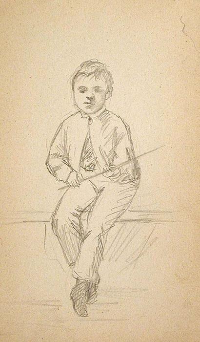 WikiOO.org - Encyclopedia of Fine Arts - Lukisan, Artwork John Ottis Adams - Boy with Stick