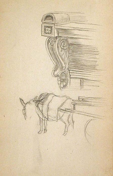 WikiOO.org - Encyclopedia of Fine Arts - Målning, konstverk John Ottis Adams - Decorative Moulding and Horse and Cart