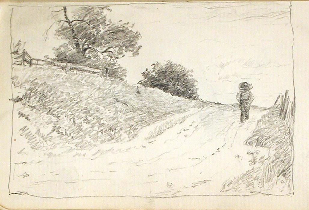 WikiOO.org - Encyclopedia of Fine Arts - Målning, konstverk John Ottis Adams - Figure on a Hillside Path