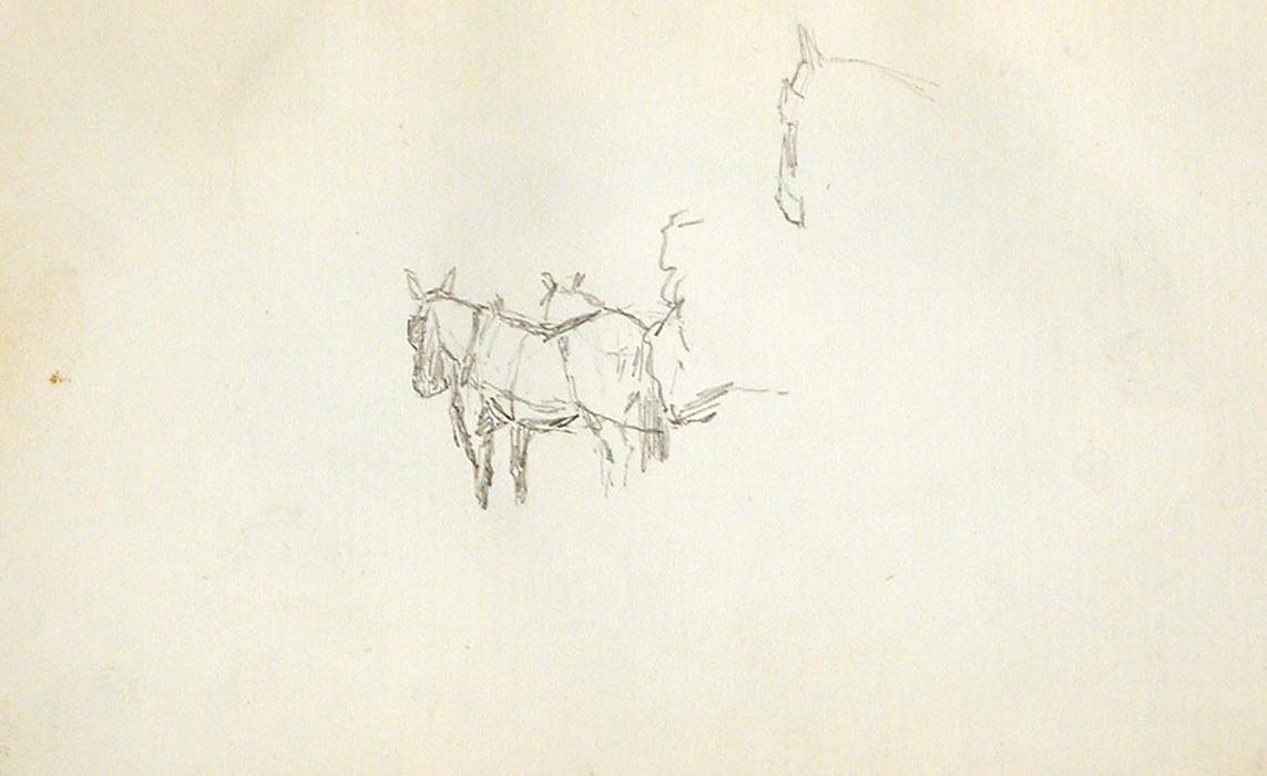 Wikioo.org - The Encyclopedia of Fine Arts - Painting, Artwork by John Ottis Adams - Horses, Study for Wheat-wain Afield