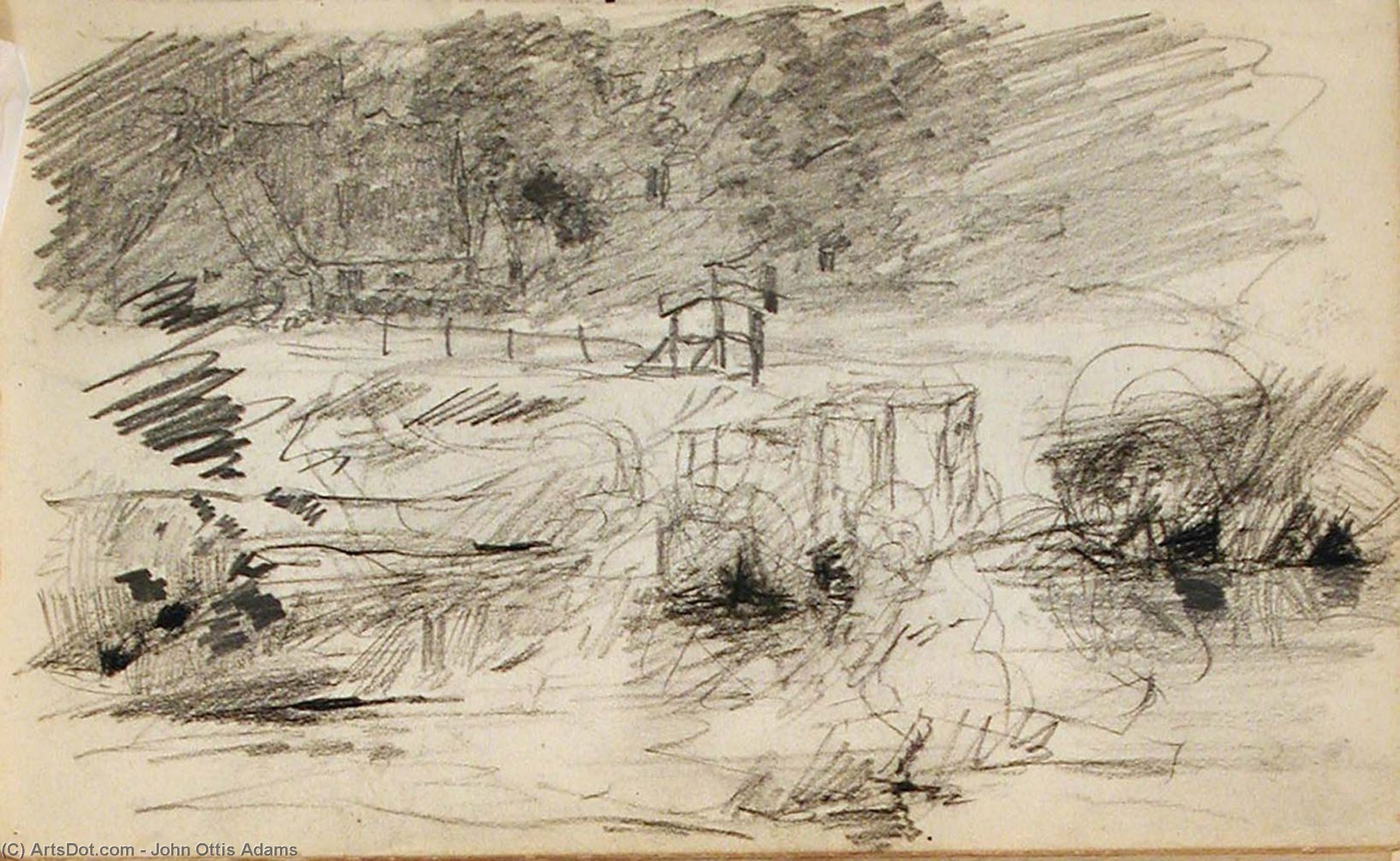 WikiOO.org - Enciklopedija likovnih umjetnosti - Slikarstvo, umjetnička djela John Ottis Adams - Landscape with Ox and Cart