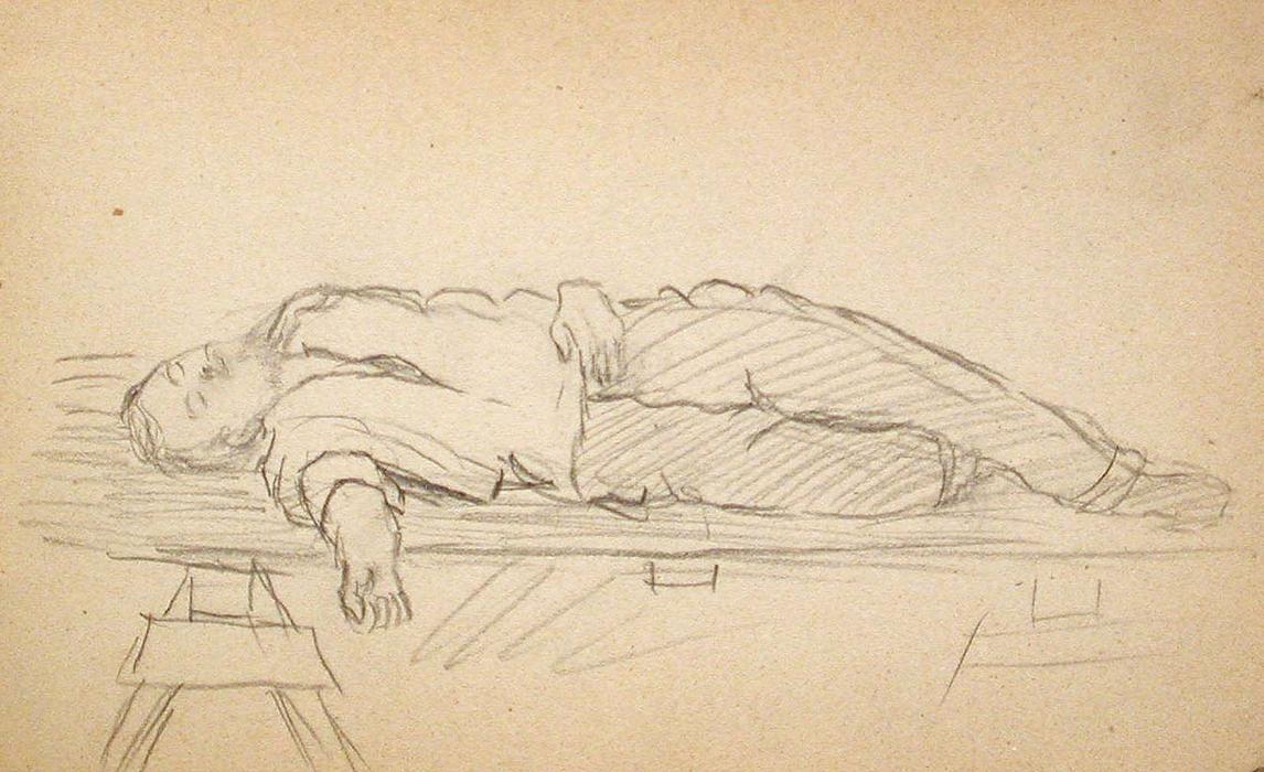 Wikioo.org - The Encyclopedia of Fine Arts - Painting, Artwork by John Ottis Adams - Man Lying on Table