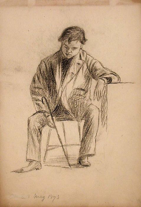 WikiOO.org - Encyclopedia of Fine Arts - Lukisan, Artwork John Ottis Adams - Man Resting on Table
