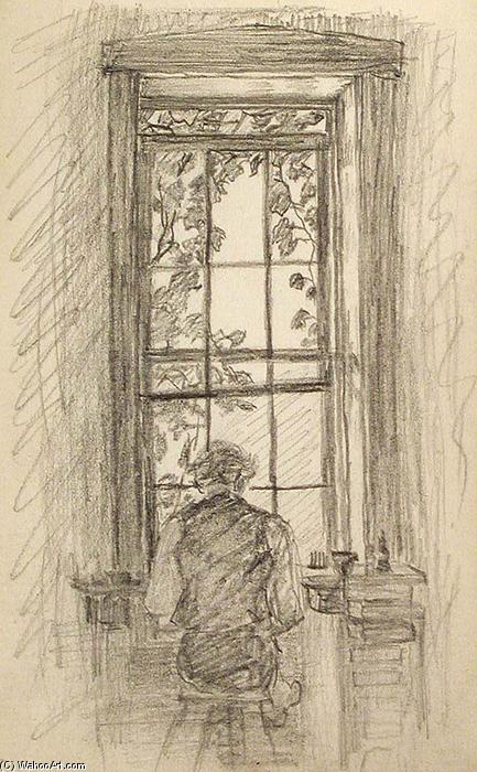 WikiOO.org - Encyclopedia of Fine Arts - Lukisan, Artwork John Ottis Adams - Man Seated by Window