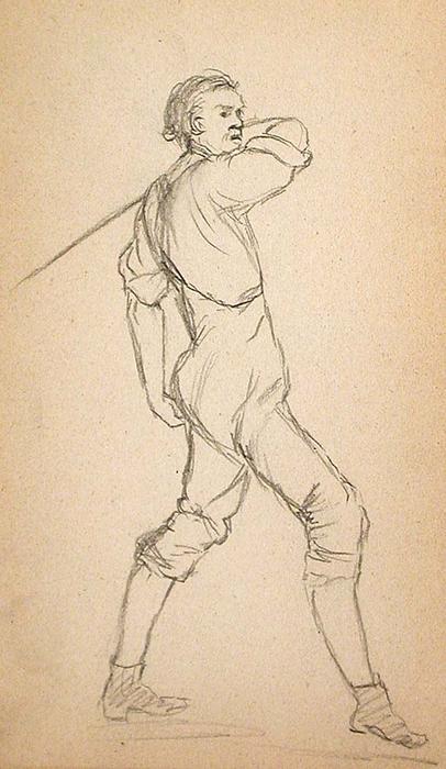 WikiOO.org - Encyclopedia of Fine Arts - Malba, Artwork John Ottis Adams - Man Swinging Sword