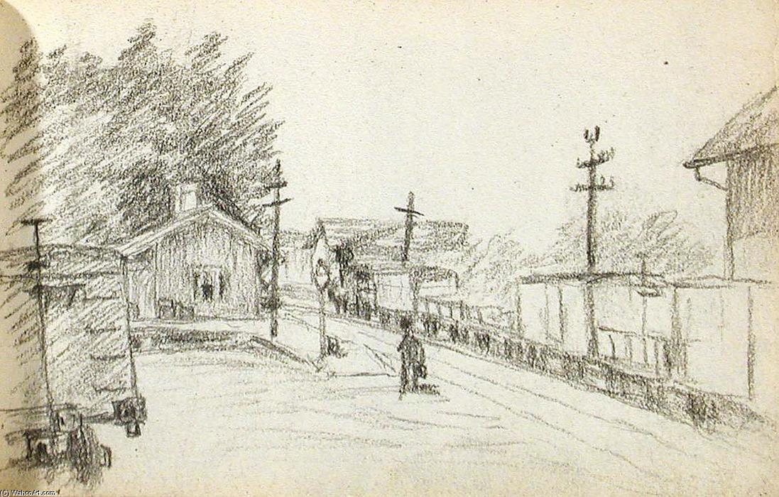 Wikioo.org - The Encyclopedia of Fine Arts - Painting, Artwork by John Ottis Adams - Railroad Station