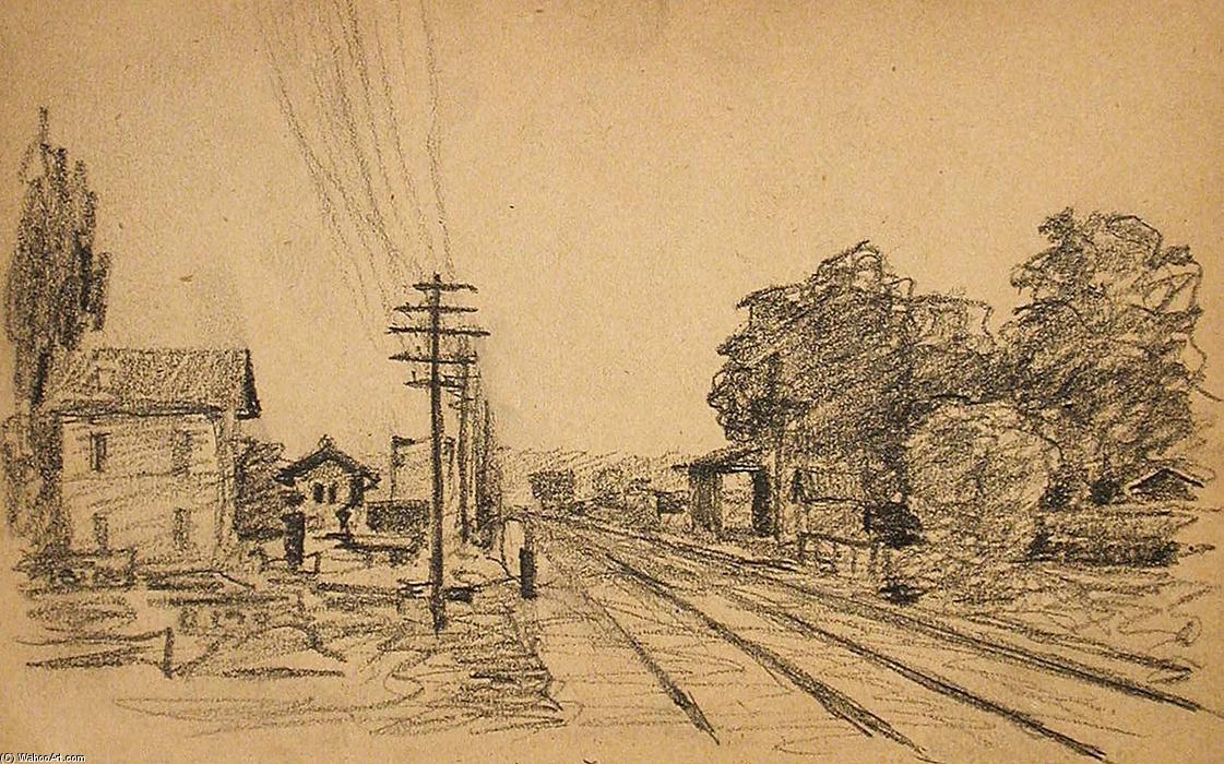 WikiOO.org - Enciklopedija dailės - Tapyba, meno kuriniai John Ottis Adams - Railway Station