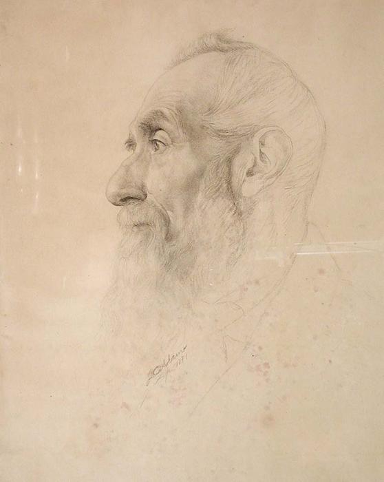 Wikioo.org - The Encyclopedia of Fine Arts - Painting, Artwork by John Ottis Adams - Study of a Bearded Man