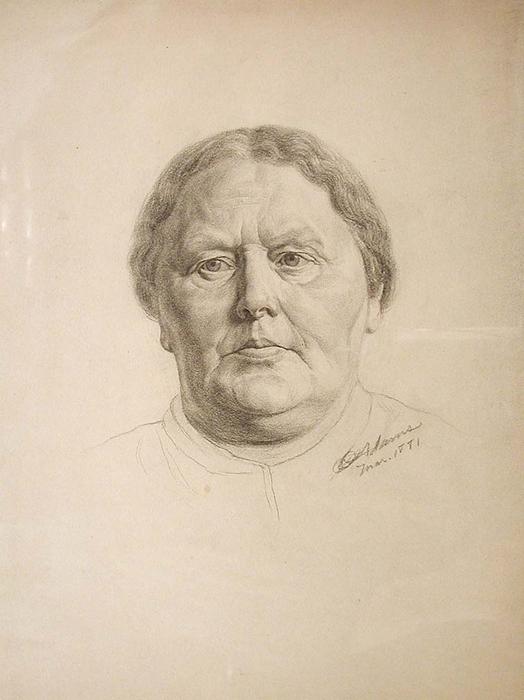WikiOO.org - Enciklopedija likovnih umjetnosti - Slikarstvo, umjetnička djela John Ottis Adams - Study of an Old Woman's Head