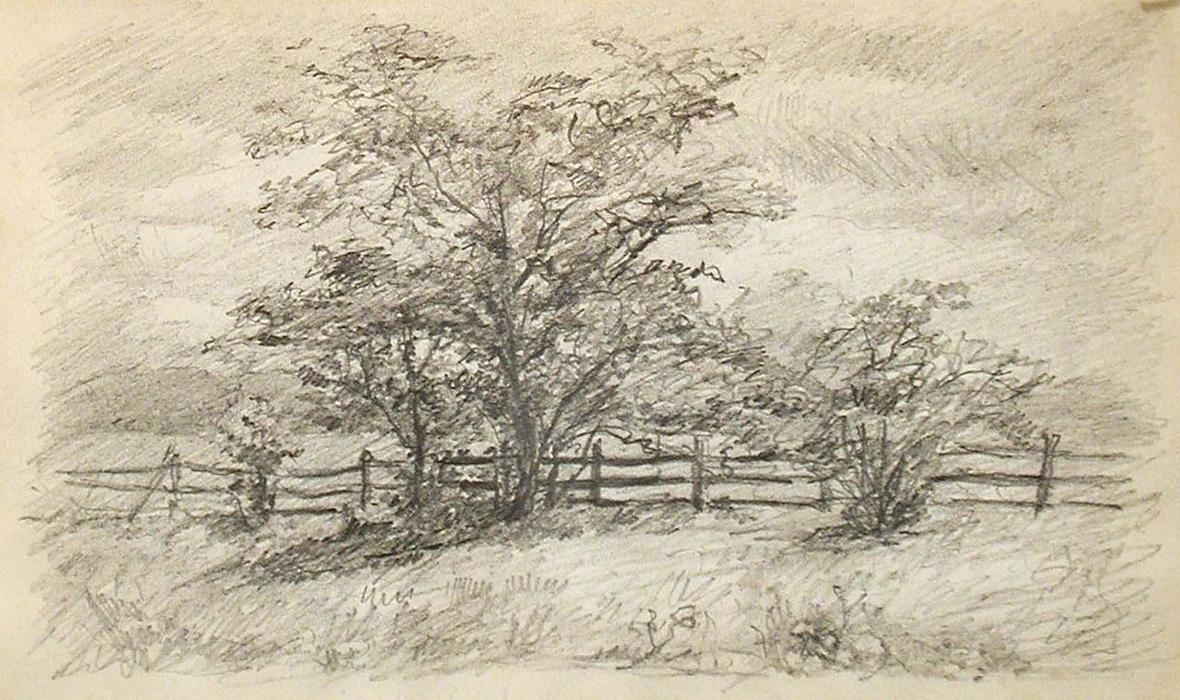 WikiOO.org - 백과 사전 - 회화, 삽화 John Ottis Adams - Tree and Fence