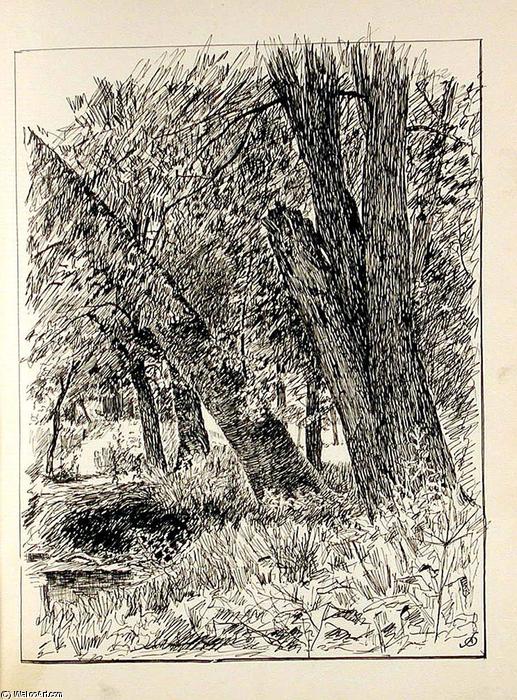 WikiOO.org - دایره المعارف هنرهای زیبا - نقاشی، آثار هنری John Ottis Adams - Tree Trunks