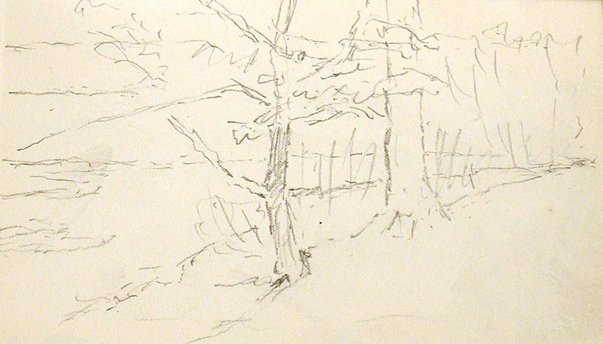 WikiOO.org - Encyclopedia of Fine Arts - Lukisan, Artwork John Ottis Adams - Trees By River