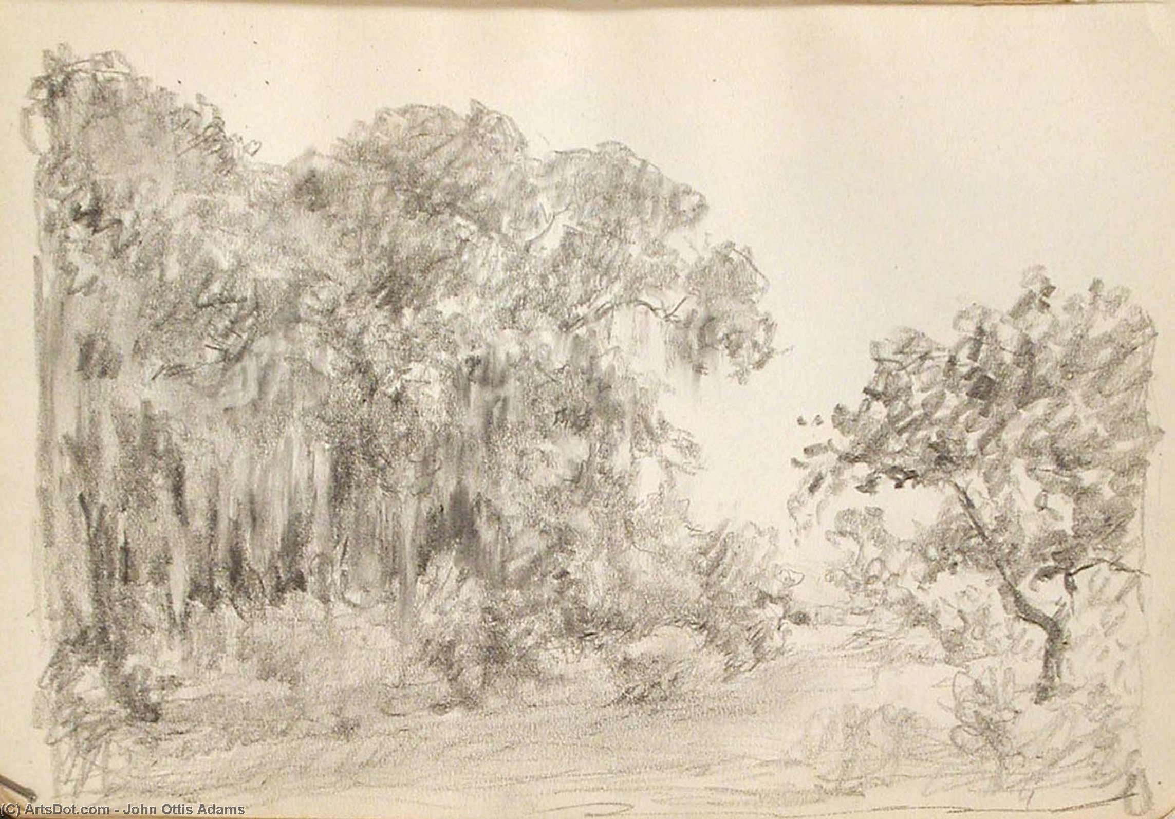 WikiOO.org - Encyclopedia of Fine Arts - Lukisan, Artwork John Ottis Adams - Trees with Spanish Moss 1