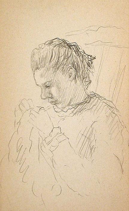 WikiOO.org - دایره المعارف هنرهای زیبا - نقاشی، آثار هنری John Ottis Adams - Woman Sewing
