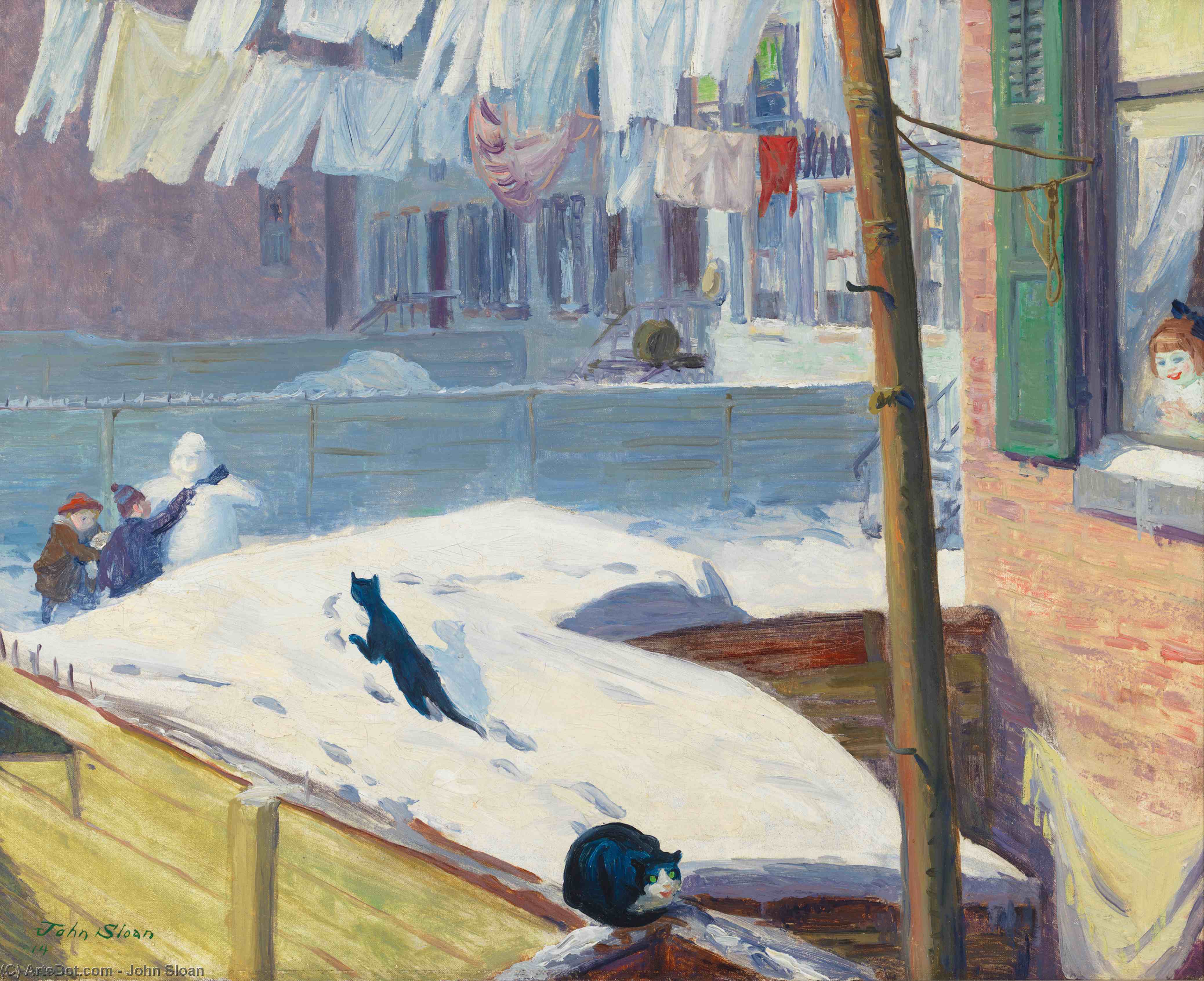 Wikioo.org - The Encyclopedia of Fine Arts - Painting, Artwork by John Sloan - Backyards, Greenwich Village