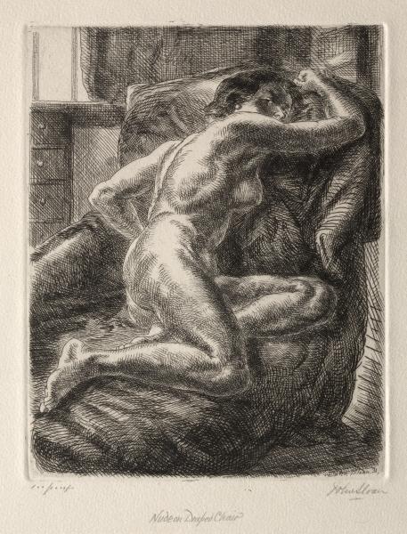 Wikioo.org - Bách khoa toàn thư về mỹ thuật - Vẽ tranh, Tác phẩm nghệ thuật John Sloan - Nude on Draped Couch