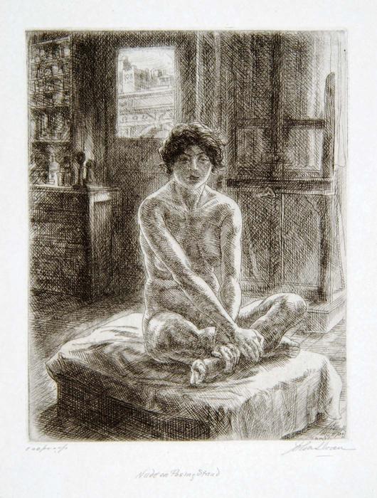 WikiOO.org - Encyclopedia of Fine Arts - Maľba, Artwork John Sloan - Nude on Posing Stand