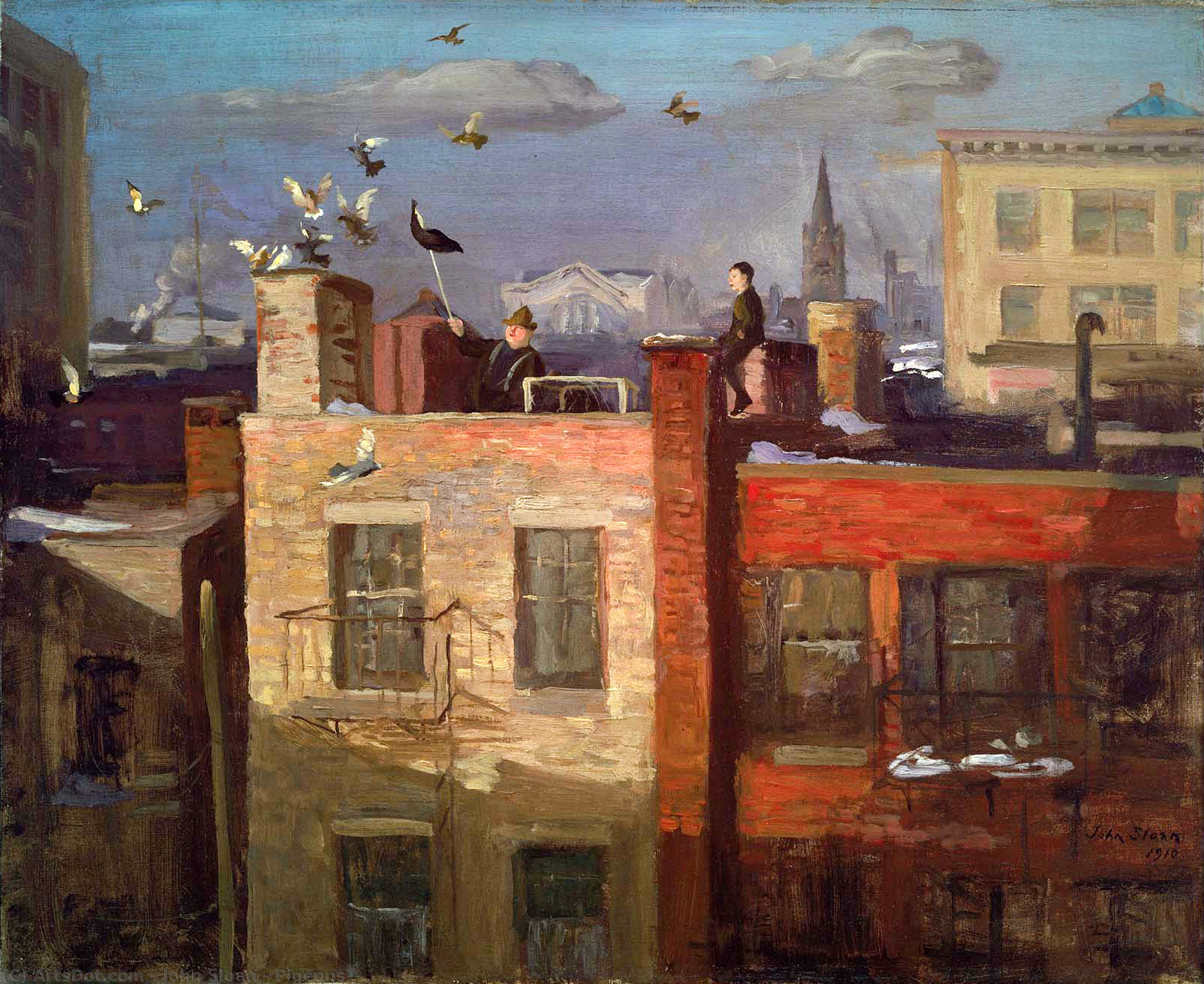 Wikioo.org - The Encyclopedia of Fine Arts - Painting, Artwork by John Sloan - Pigeons