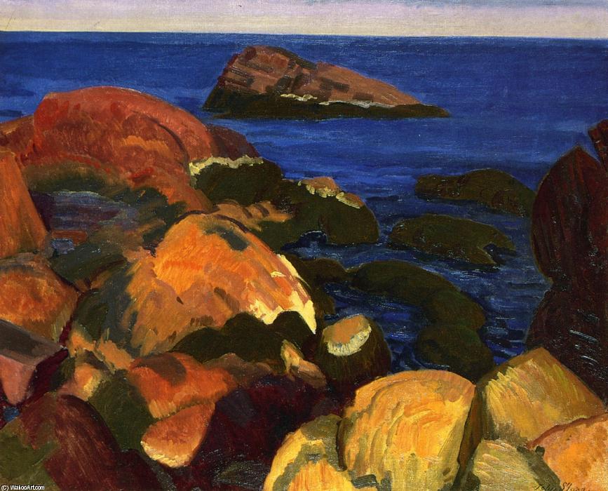 Wikioo.org - The Encyclopedia of Fine Arts - Painting, Artwork by John Sloan - Rocks, Weeds and Sea