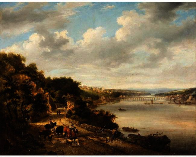 Wikioo.org - The Encyclopedia of Fine Arts - Painting, Artwork by John White Abbott - BIDEFORD ON THE RIVER TORRIDGE, DEVONSHIRE