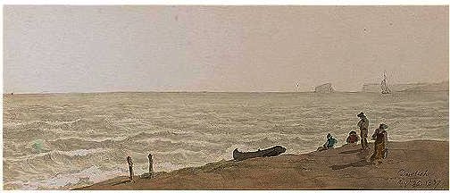 Wikioo.org - The Encyclopedia of Fine Arts - Painting, Artwork by John White Abbott - Figures on the shore at Dawlish, Devon