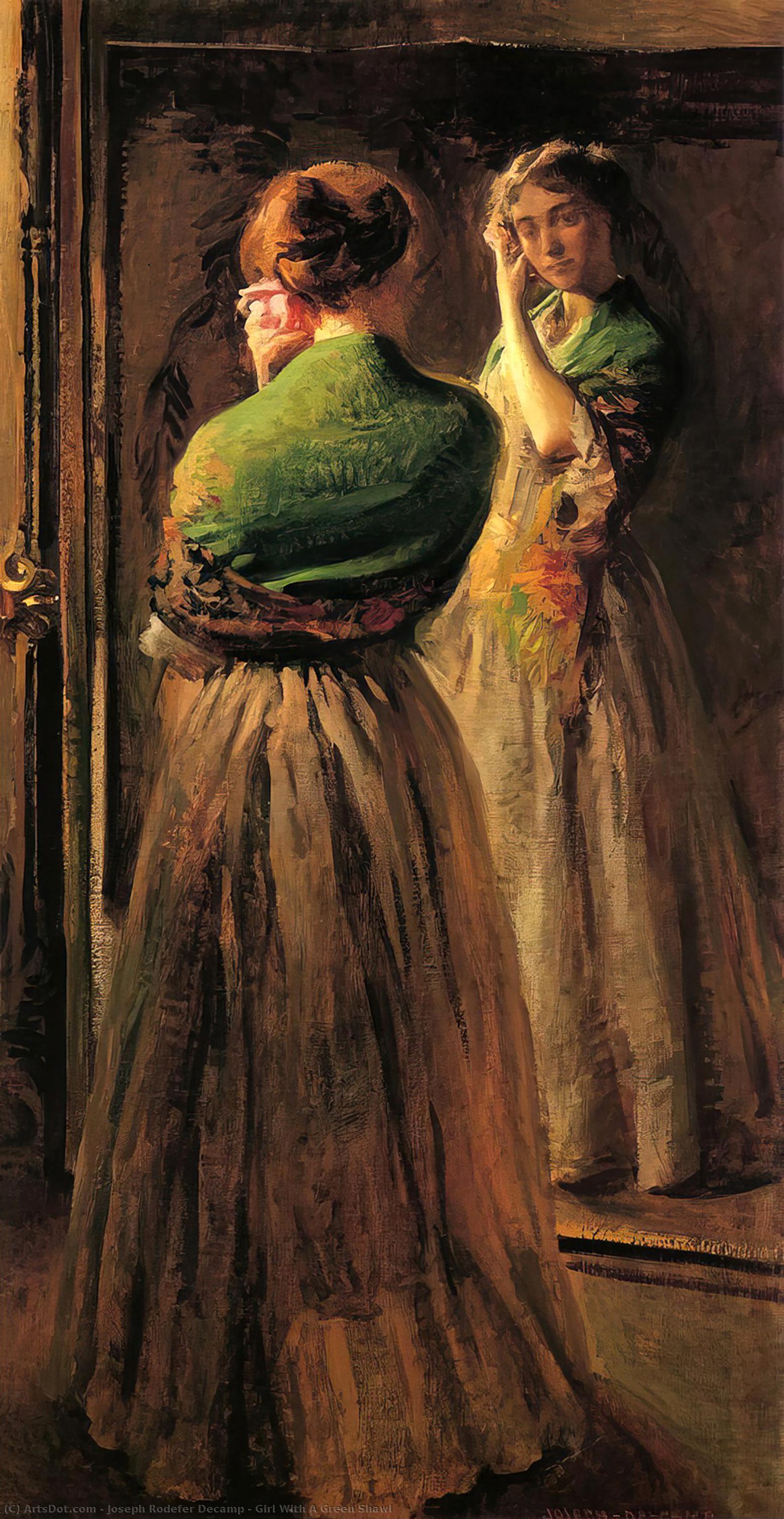 Wikioo.org – La Enciclopedia de las Bellas Artes - Pintura, Obras de arte de Joseph Rodefer Decamp - chica con una verdosos  chal
