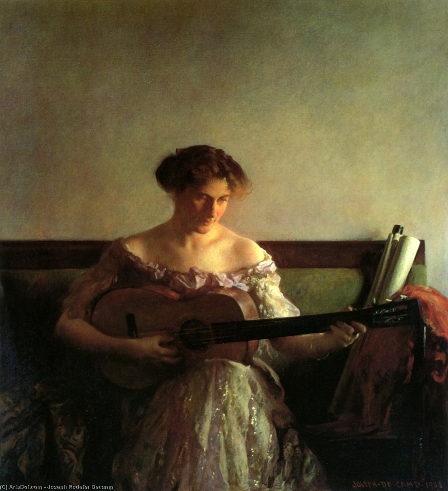 WikiOO.org - Encyclopedia of Fine Arts - Schilderen, Artwork Joseph Rodefer Decamp - The Guitar Player