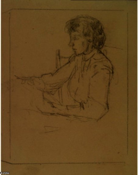 WikiOO.org - Enciclopedia of Fine Arts - Pictura, lucrări de artă Julian Alden Weir - Anna D. Weir In Profile