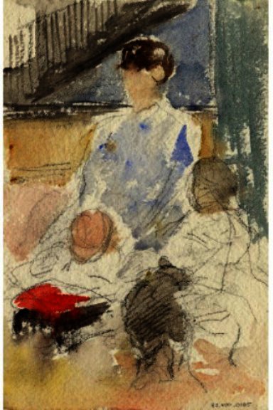 Wikioo.org - The Encyclopedia of Fine Arts - Painting, Artwork by Julian Alden Weir - Anna Weir And Children