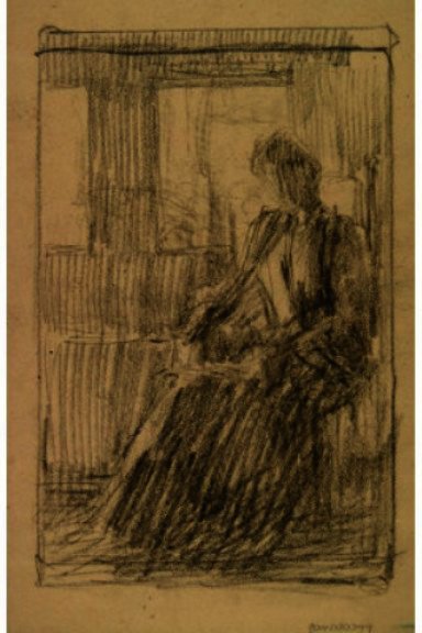 Wikioo.org - The Encyclopedia of Fine Arts - Painting, Artwork by Julian Alden Weir - Anna Weir By The Windows